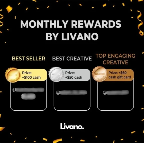 Winners of Livano Agency’s influencer affiliate contest receiving prizes